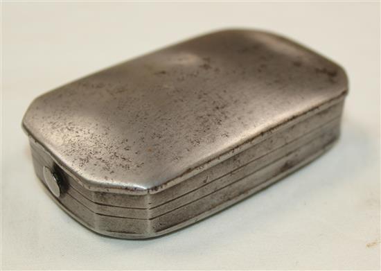 An 18th century English steel tobacco box, c.1760, 3.75in.